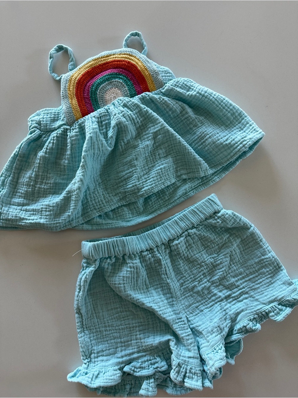 Old Navy Muslin Crochet Accent Gauze Outfit Set